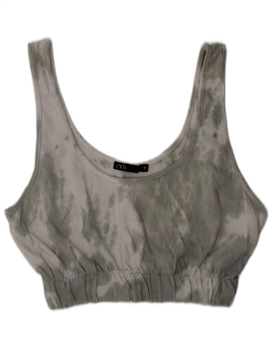 Top corto Zara da donna con bralette, piccolo, in cotone tinto grigio