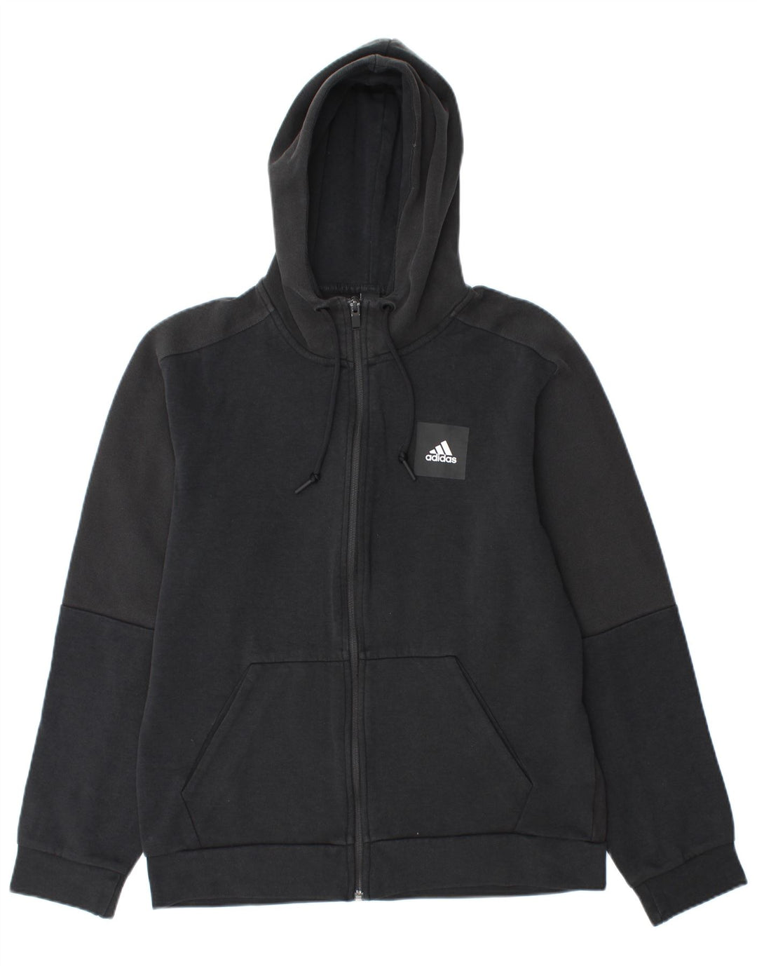 Maglione con cappuccio e zip Adidas da uomo in cotone nero medio