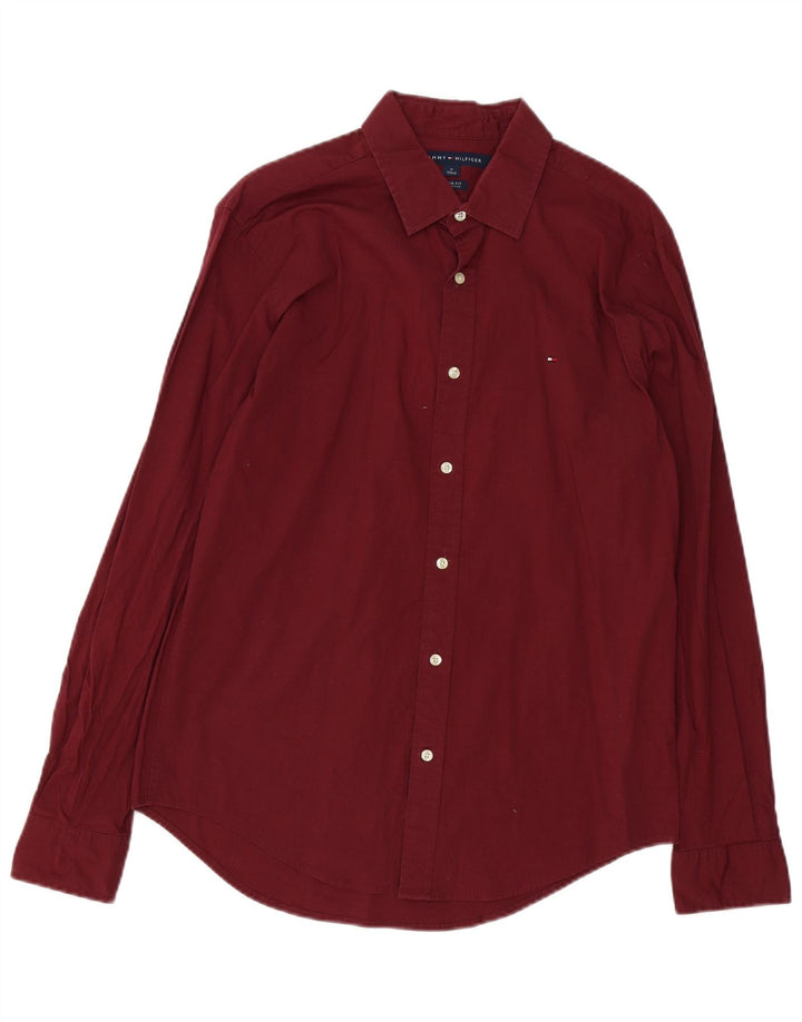 Camicia da uomo su misura Tommy Hilfiger in cotone bordeaux medio