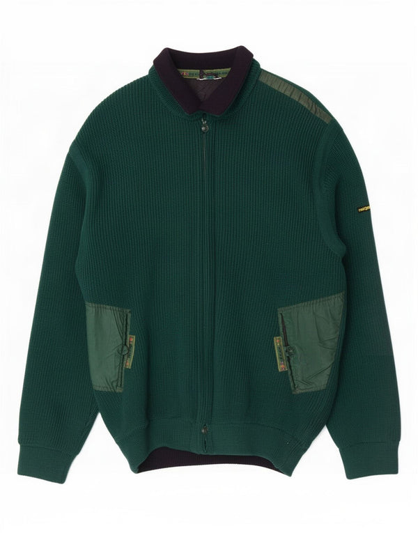 Maglione cardigan da uomo Navigare Large Green Colourblock acrilico