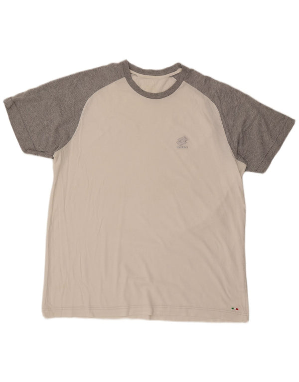T-shirt da uomo LOTTO Top UK 46/46 3XL Cotone color block bianco