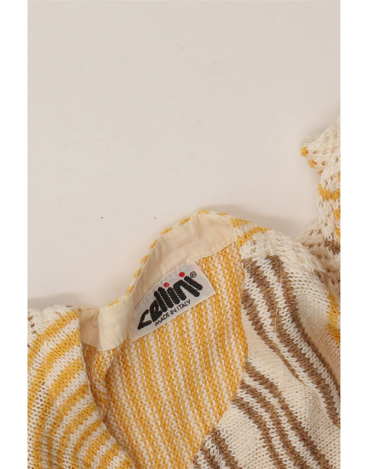Maglione cardigan da donna Cellini UK 12 medio a righe bianco sporco