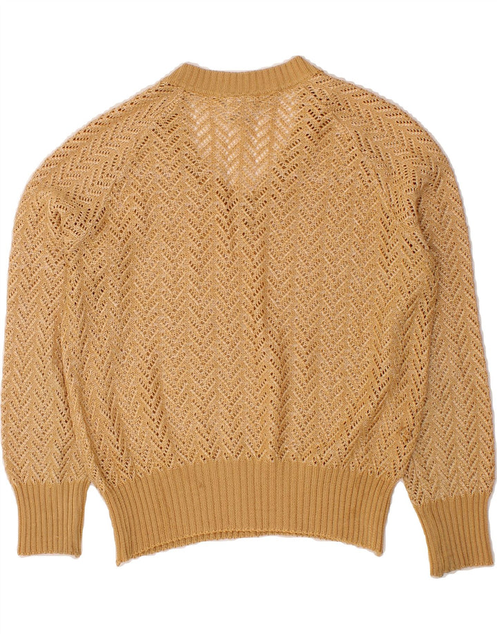 VINTAGE Womens V-Neck Jumper Sweater IT 46 Large Brown Polyacrylic Vintage Vintage and Second-Hand Vintage from Messina Hembry 