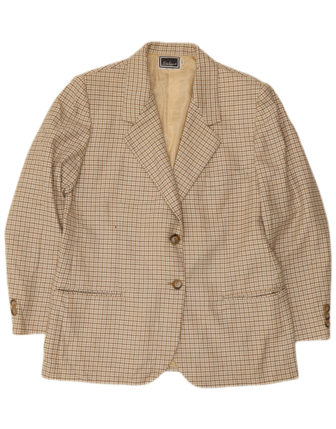 Giacca Blazer a 2 Bottoni Donna Luisa Spagnoli IT 48 XL Pied De Poule Beige