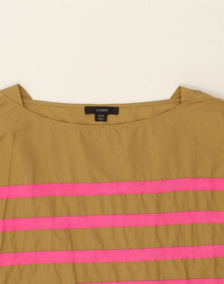J. CREW Womens Long Sleeve Blouse Top UK 2 2XS Brown Striped Cotton | Vintage J. Crew | Thrift | Second-Hand J. Crew | Used Clothing | Messina Hembry 