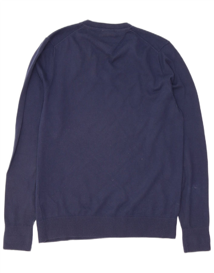 TOMMY HILFIGER Maglione da uomo con scollo a V in cotone blu navy medio