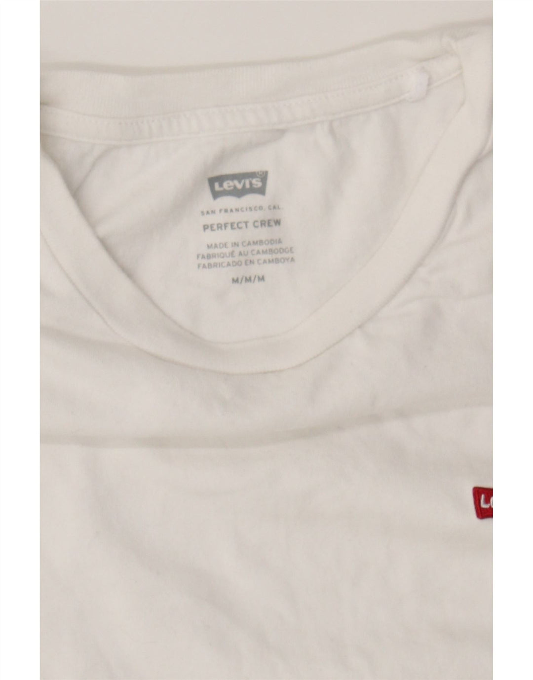 LEVI'S Womens Perfect Crew T-Shirt Top UK 14 Medium White Cotton Vintage Levi's and Second-Hand Levi's from Messina Hembry 