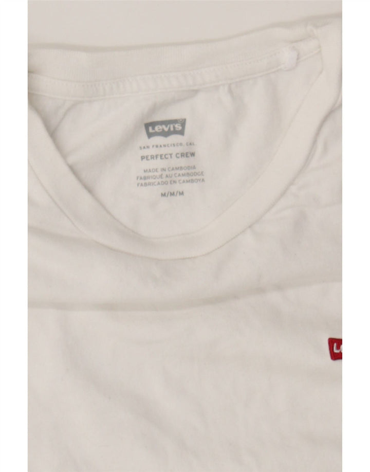 LEVI'S Womens Perfect Crew T-Shirt Top UK 14 Medium White Cotton Vintage Levi's and Second-Hand Levi's from Messina Hembry 