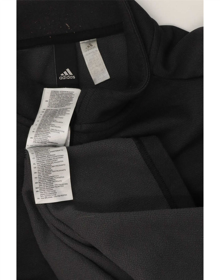 Adidas Uomo Zip Collo Pullover Tuta Top XL Grigio Poliestere