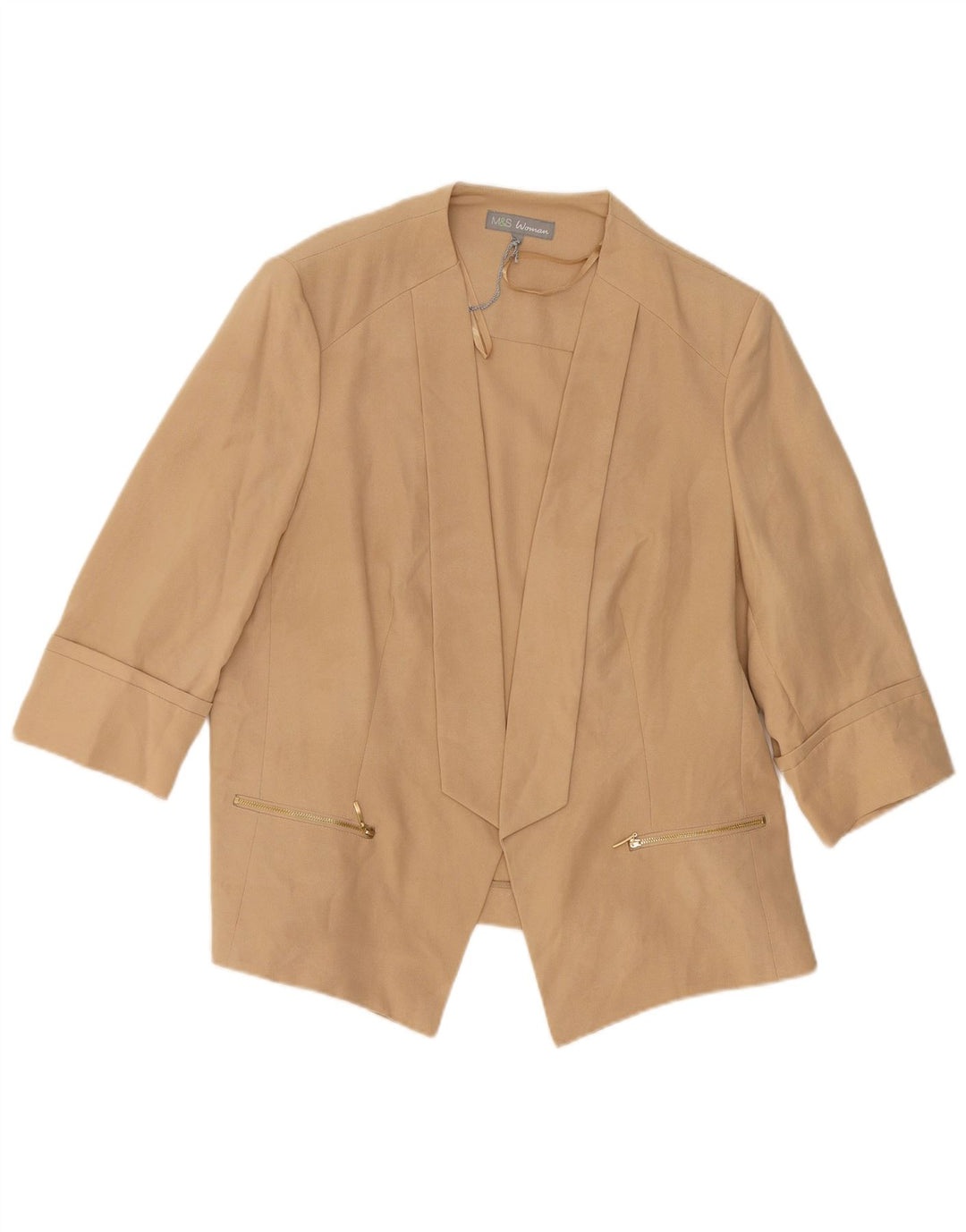 Giacca blazer aperta con maniche a 3/4 Marks & Spencer da donna UK 20 2XL Beige