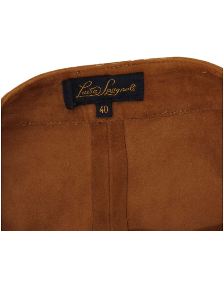 Minigonna da donna in pelle scamosciata Luisa Spagnoli IT 40 piccola W28 in pelle marrone