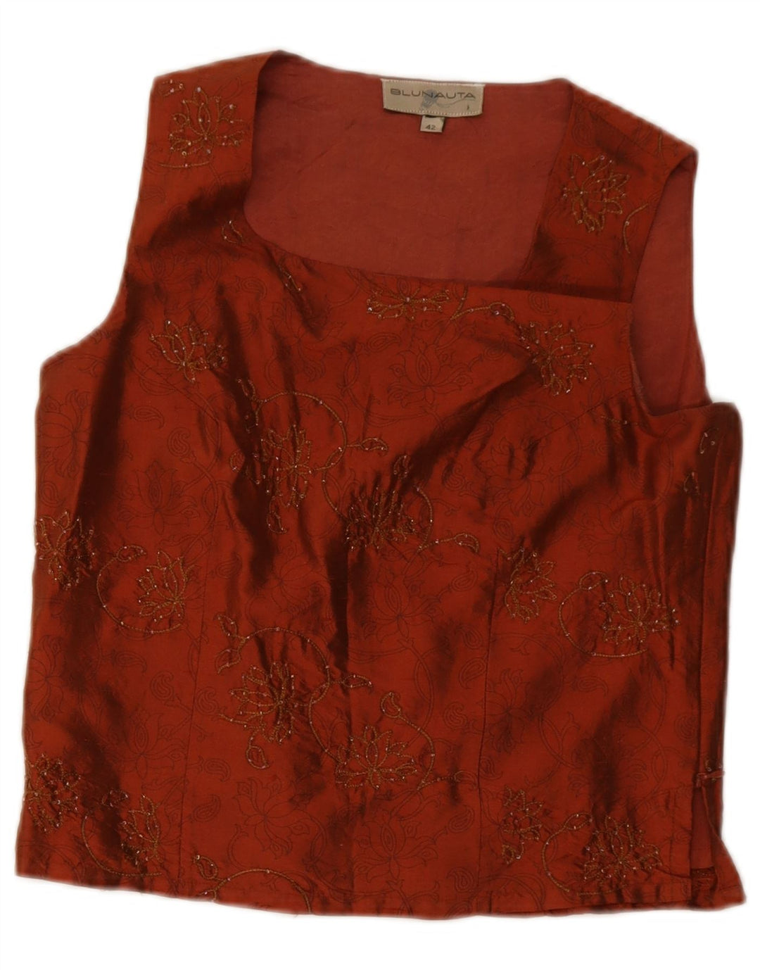 Set da donna 4 bottoni 3 pezzi Blunauta IT 42 medio W28 seta floreale arancione