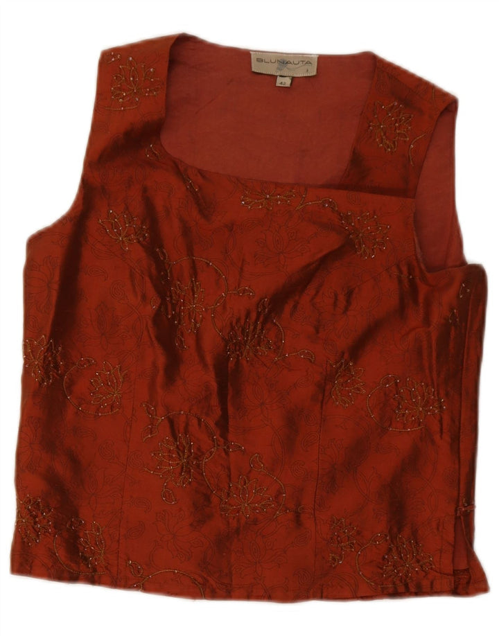 Set da donna 4 bottoni 3 pezzi Blunauta IT 42 medio W28 seta floreale arancione