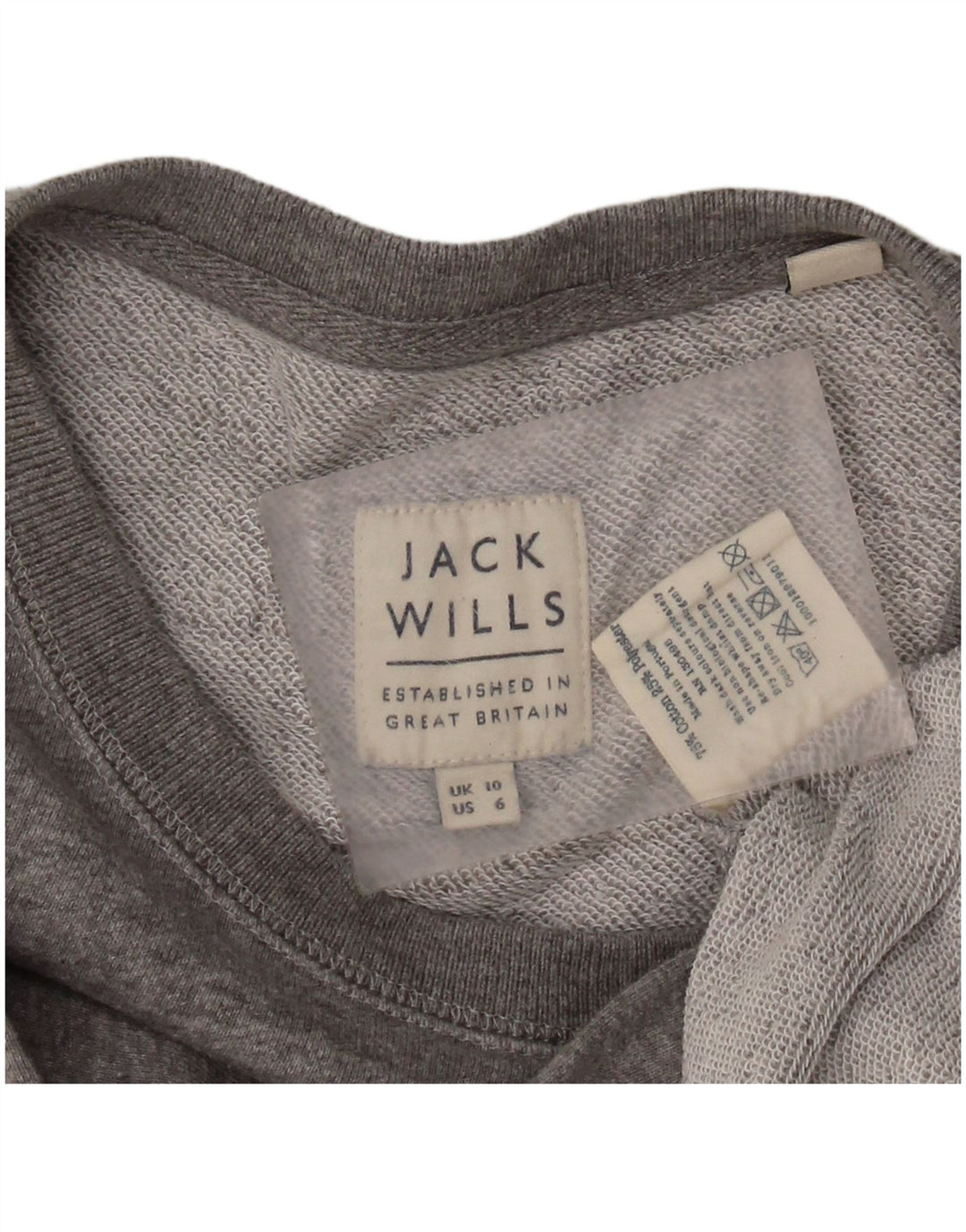 JACK WILLS Felpa con grafica da donna Maglione UK 10 Piccolo cotone grigio