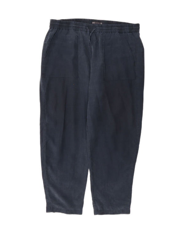 Pantaloni chino a vita alta da donna Marks & Spencer UK 18 XL W38 L26 Blu navy