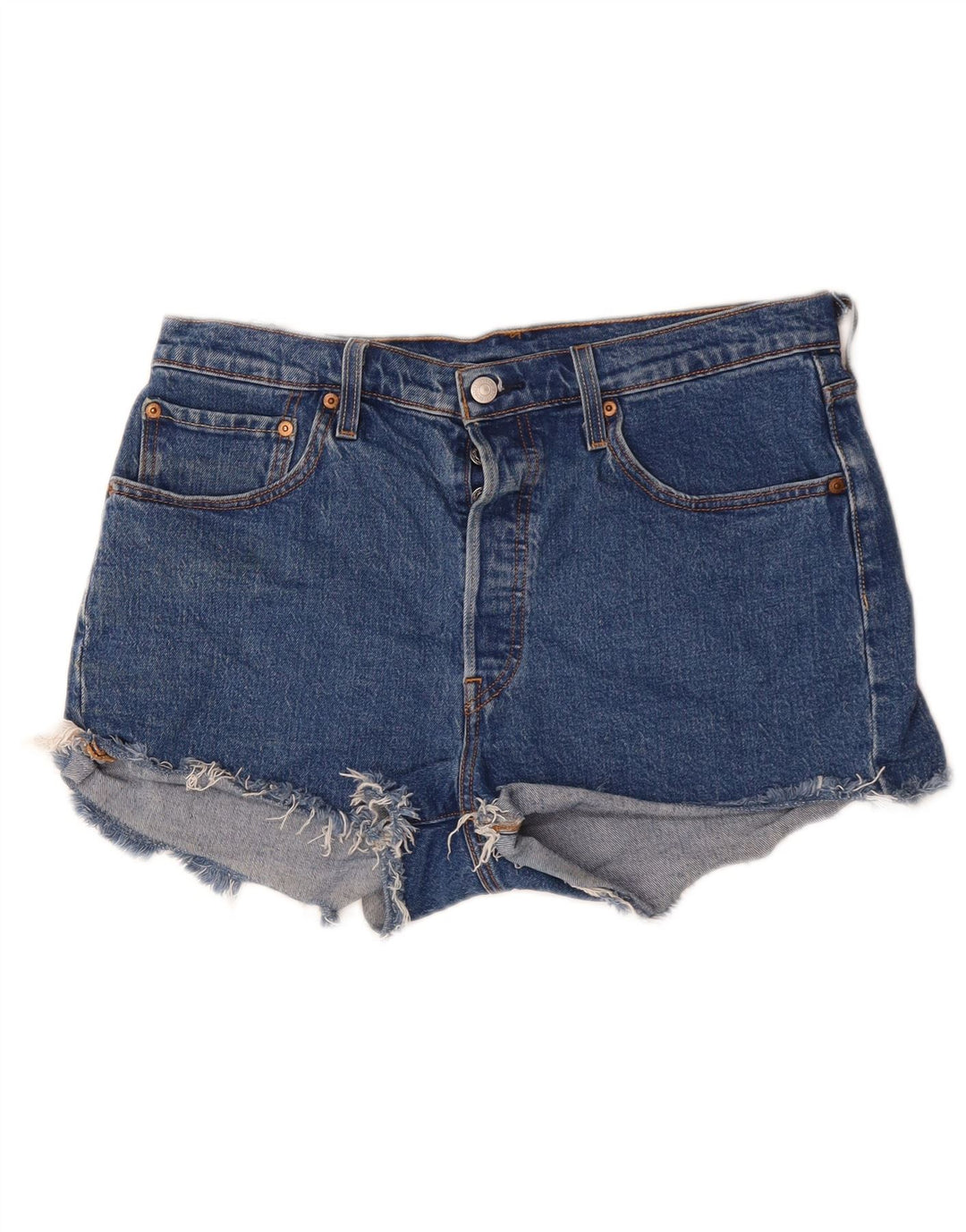 Pantaloncini di jeans Levi's 501 da donna W32 grandi in cotone blu
