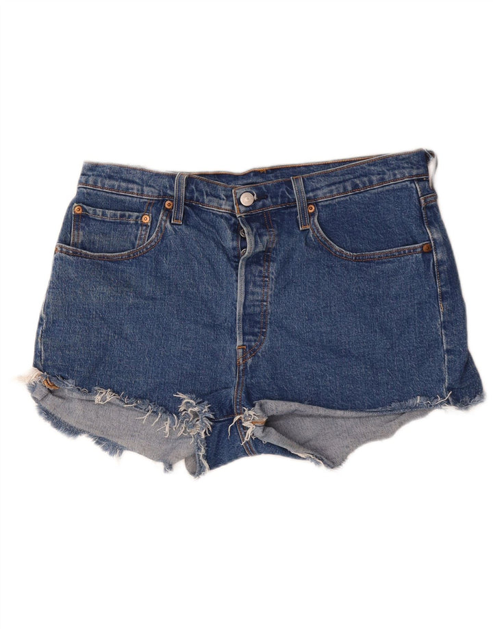Pantaloncini di jeans Levi's 501 da donna W32 grandi in cotone blu