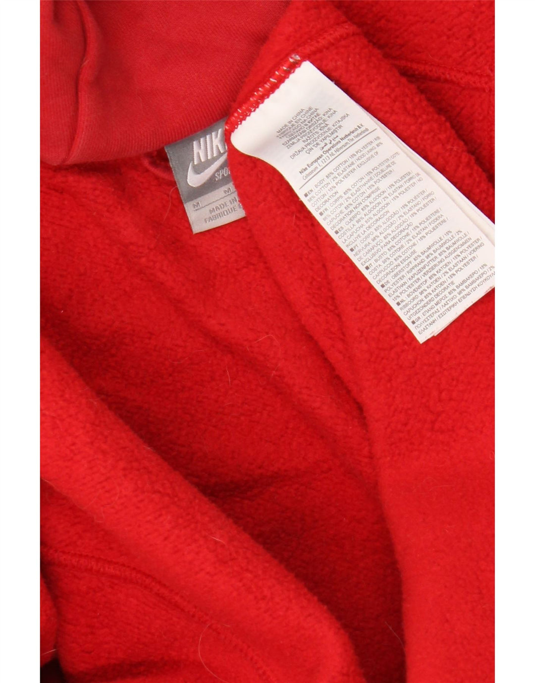 Felpa con cappuccio e zip Nike da uomo in cotone rosso medio