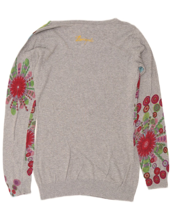 Desigual Donna Maglione con scollo a barchetta Maglione UK 14 Grigio medio geometrico