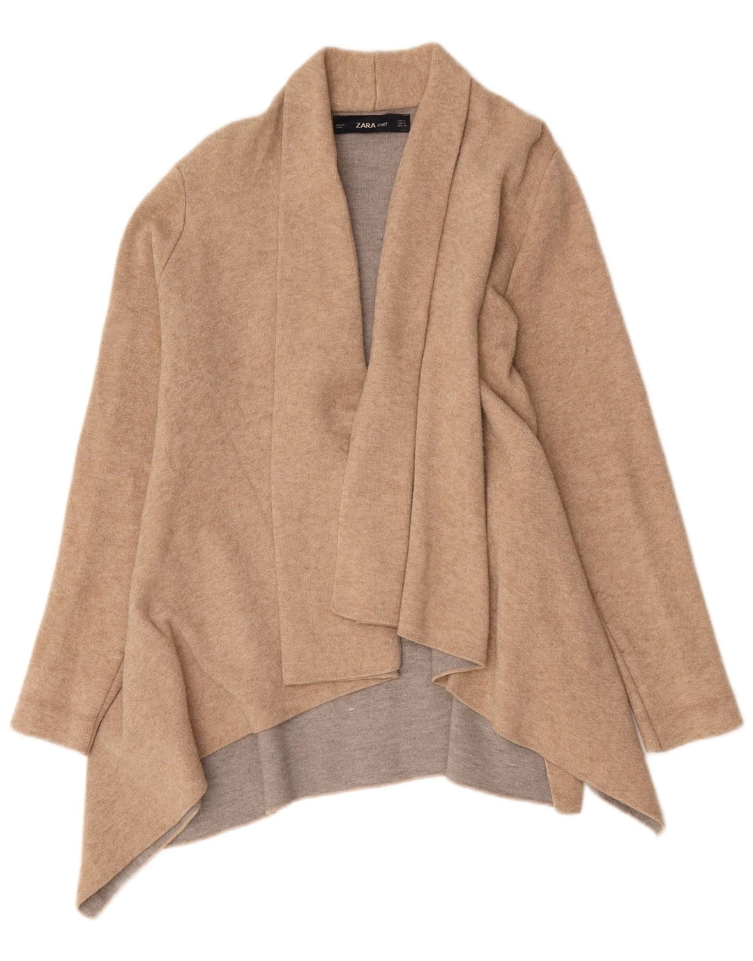 Maglione cardigan lungo asimmetrico da donna Zara UK 14 Beige medio