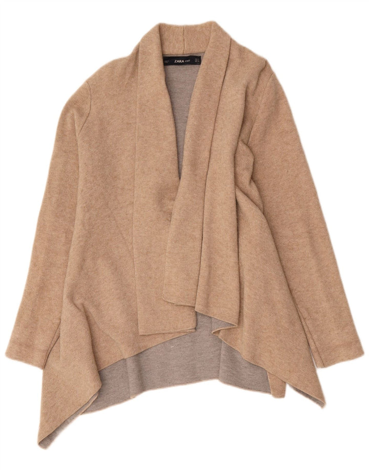 Maglione cardigan lungo asimmetrico da donna Zara UK 14 Beige medio
