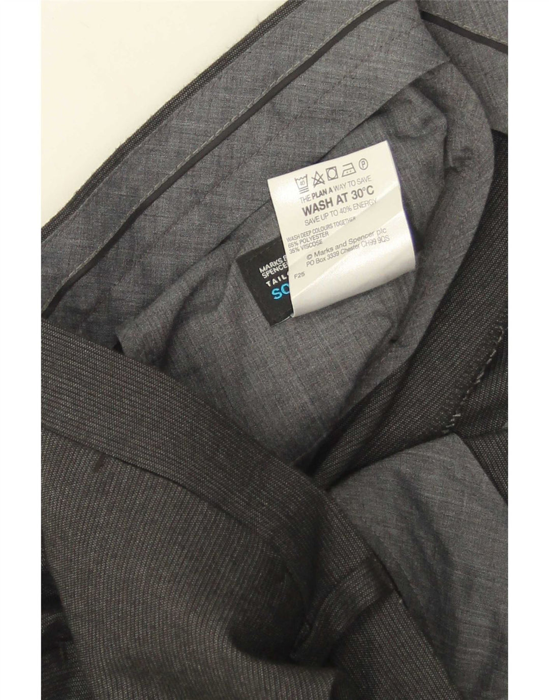 Pantaloni da abito dritti da uomo Marks & Spencer W38 L31 gessato grigio