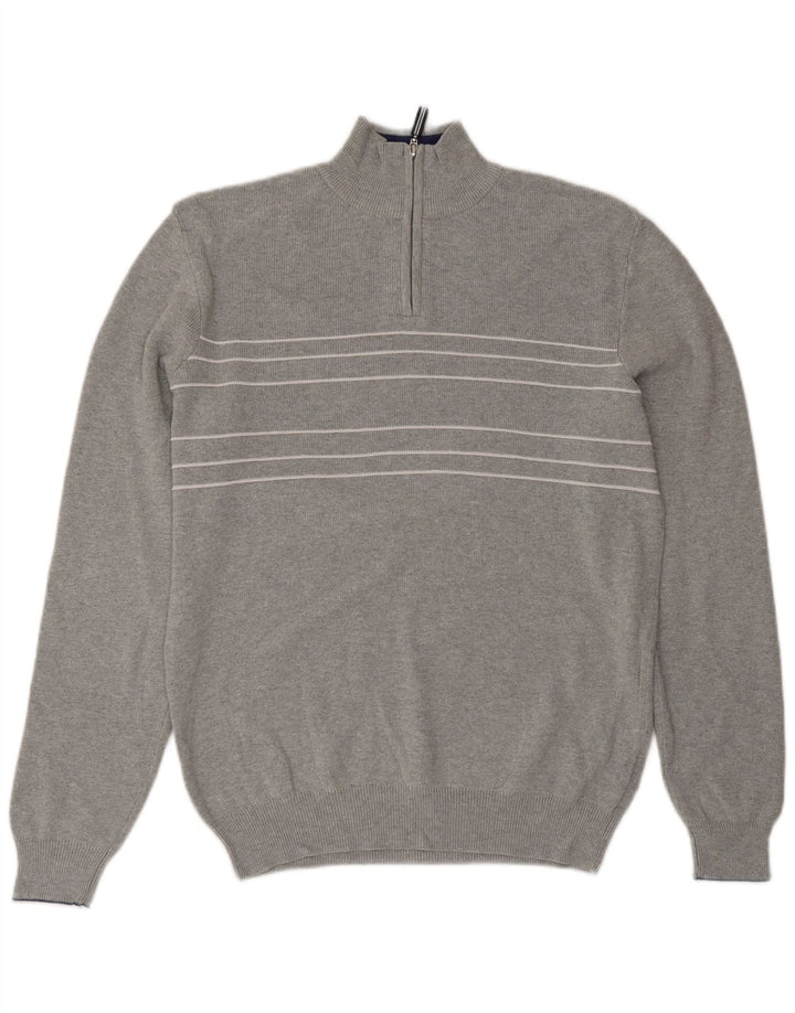 Maglione da uomo Marks & Spencer con collo con zip blu Harbour piccolo grigio