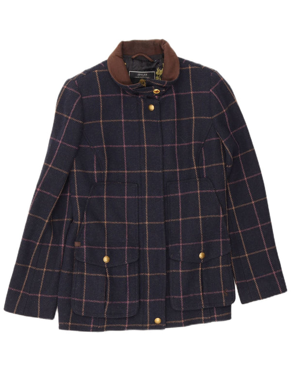 Giubbotto bomber da donna Joules UK 12 medio in lana a quadri blu navy