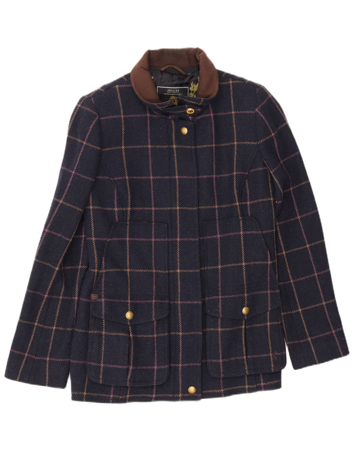 Giubbotto bomber da donna Joules UK 12 medio in lana a quadri blu navy