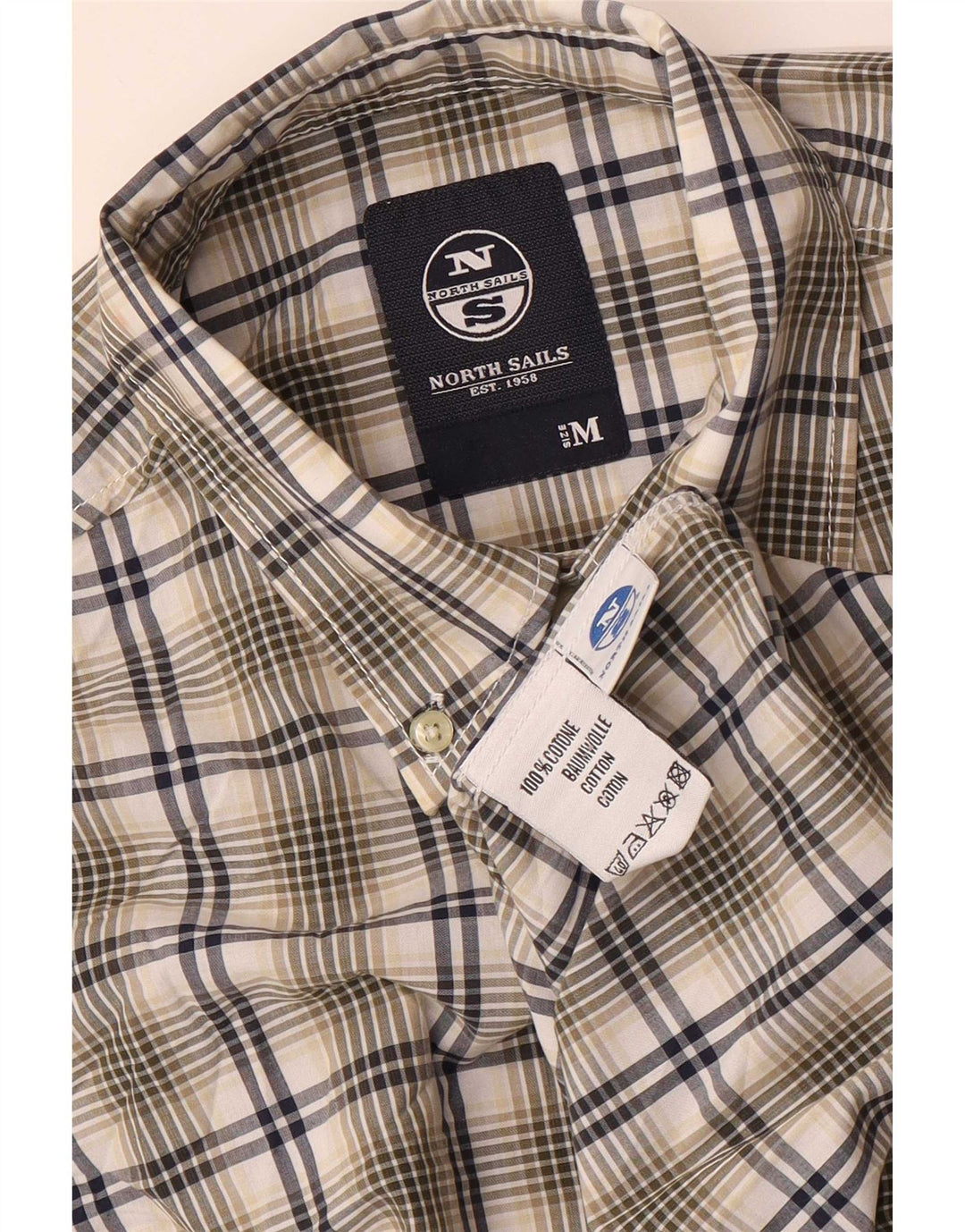 Camicia a maniche corte da uomo North Sails in cotone a quadri verde medio