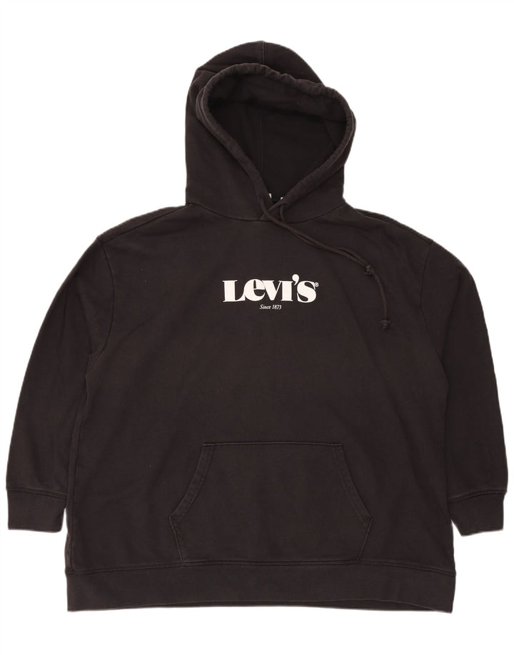 LEVI'S Mens Graphic Hoodie Jumper 3XL Black Cotton