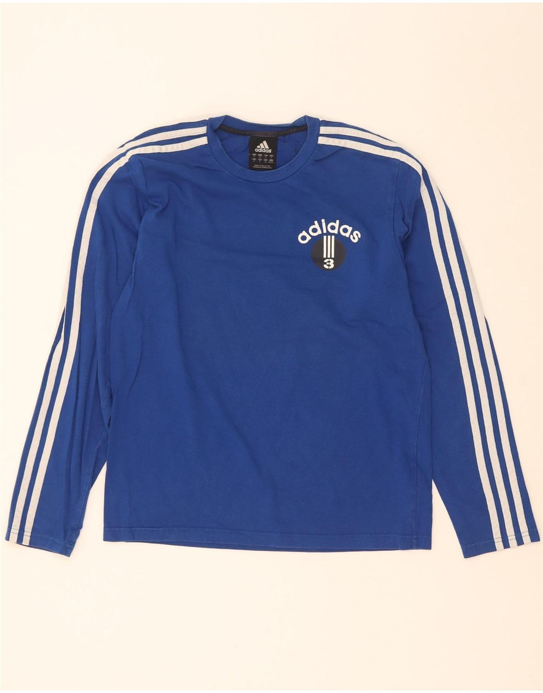 Adidas Maglietta grafica da uomo a manica lunga piccola in cotone blu