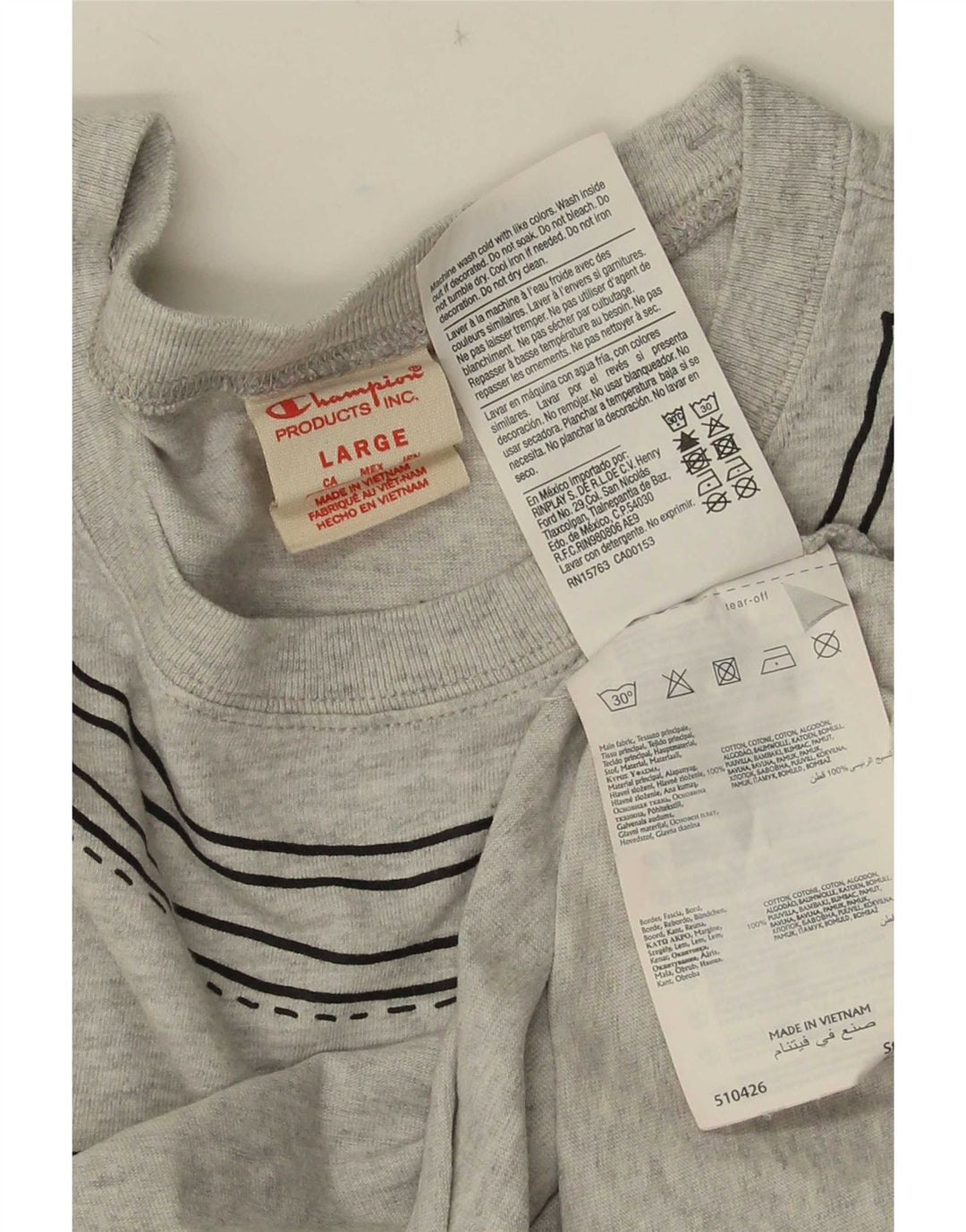 T-shirt grafica da uomo Champion Top grande in cotone grigio