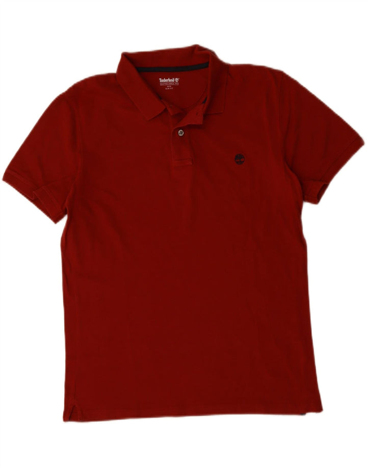 Polo da uomo slim fit TIMBERLAND in cotone rosso medio