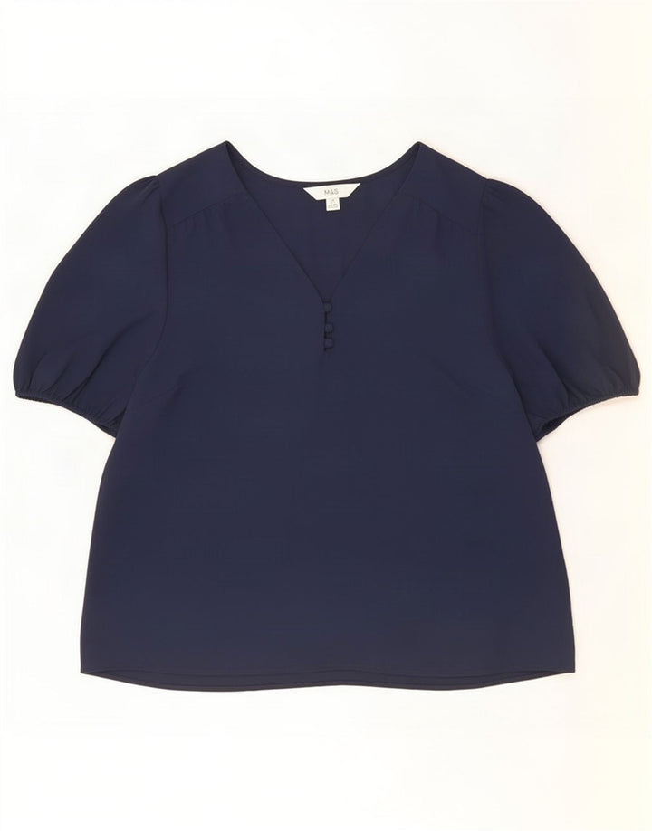 Top camicetta da donna Marks & Spencer UK 14 poliestere blu navy medio