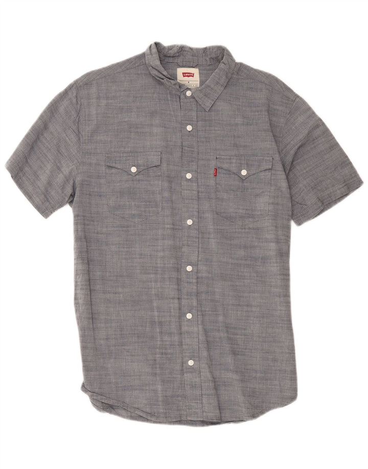 Camicia a maniche corte da uomo Levi's in cotone screziato grigio medio