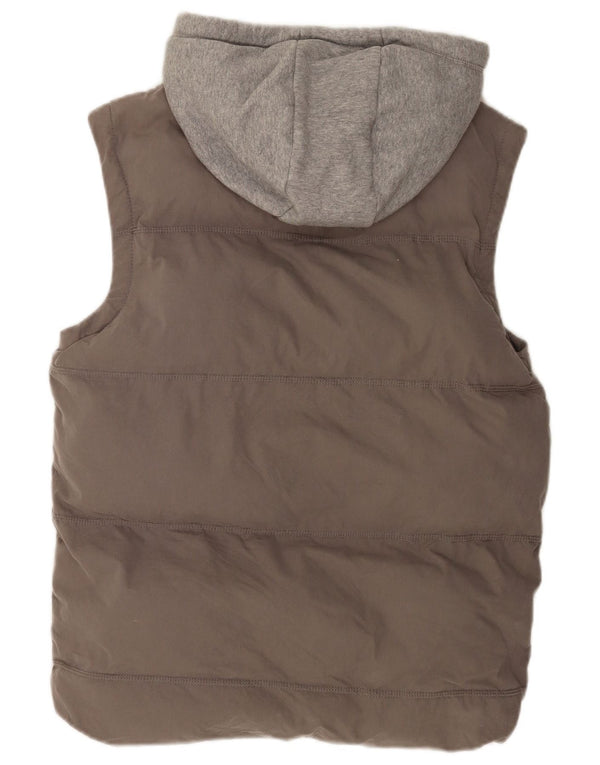 ANIMAL Mens Hooded Padded Gilet UK 36 Small Grey Colourblock Cotton