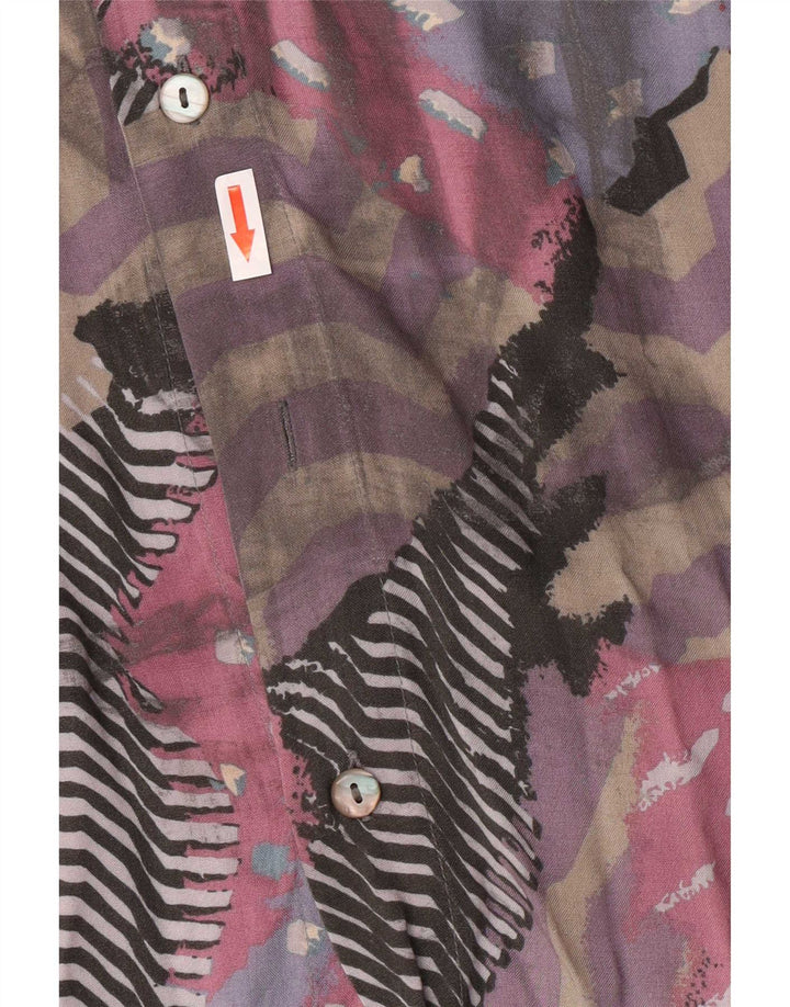 Camicia vintage da uomo con motivo astratto taglia 40 in viscosa multicolore media