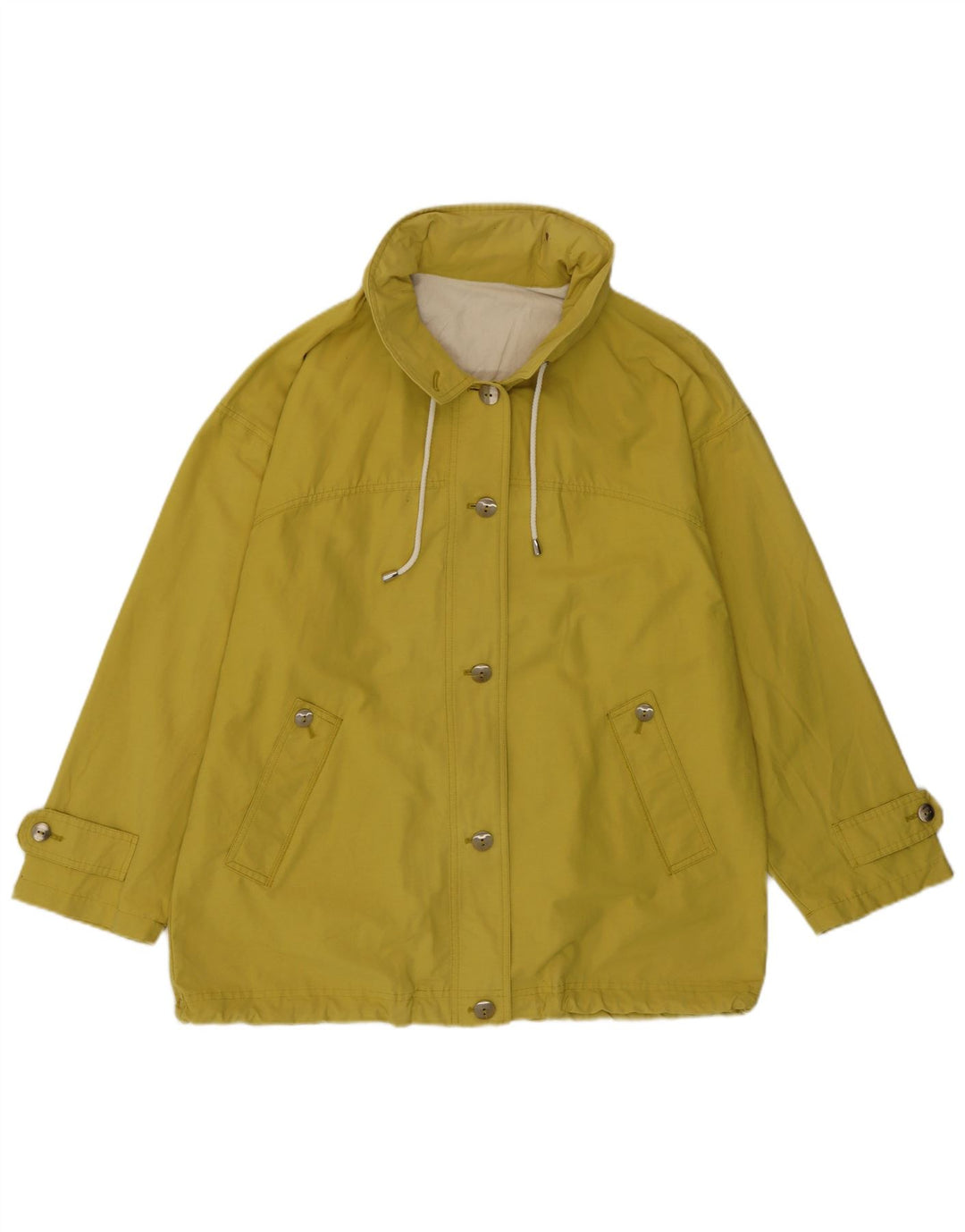 Giacca multiuso con cappuccio da donna vintage UK 16 grande gialla