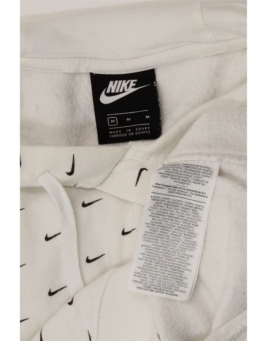 Felpa con cappuccio grafica Nike da uomo in cotone bianco medio