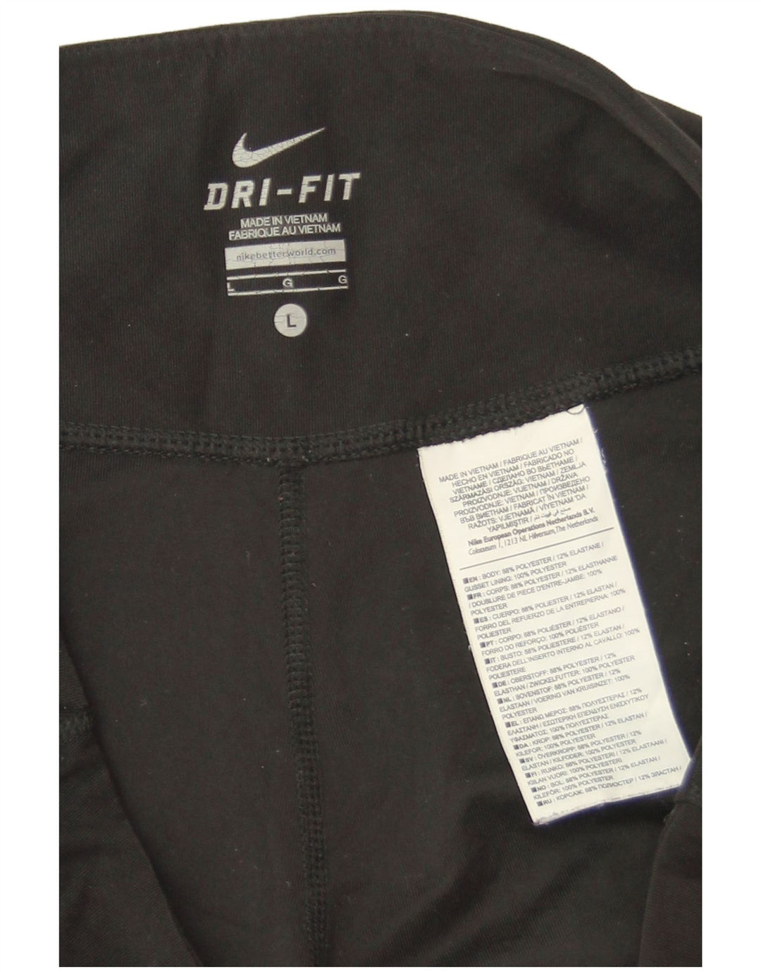 Pantaloni da tuta Nike Dri Fit da donna UK 14 Large Nero Poliestere