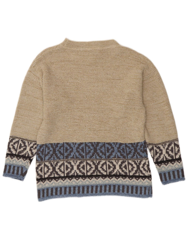 Maglione maglione girocollo da donna Camelot UK 10 Piccolo beige geometrico