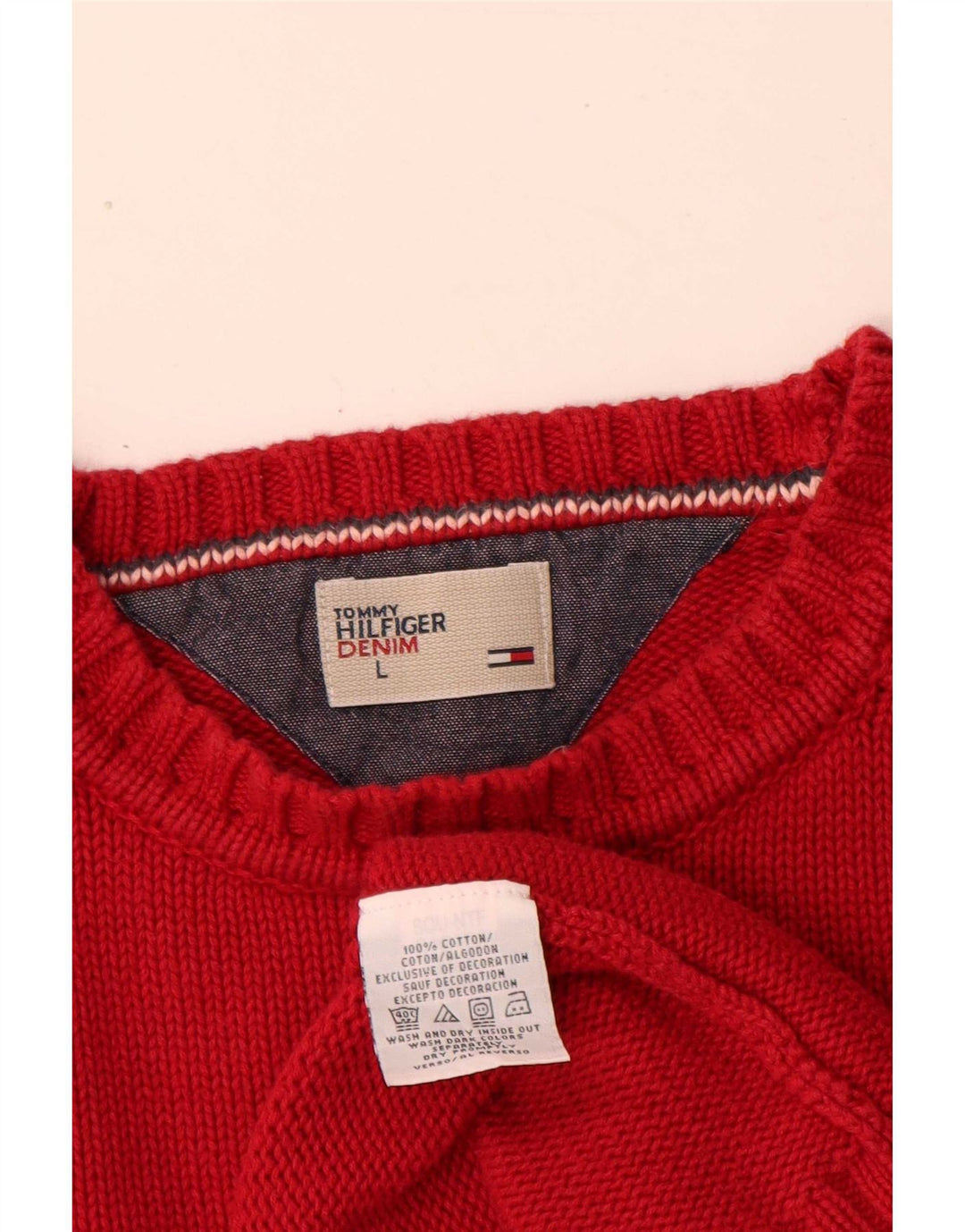Maglione maglione girocollo da uomo Tommy Hilfiger grande cotone rosso