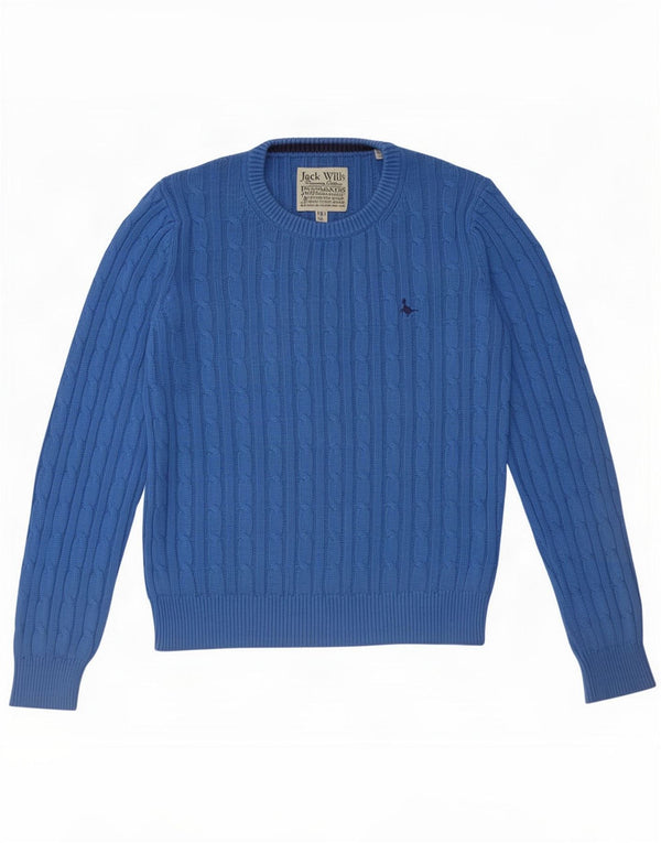 Maglione maglione girocollo da donna Jack Wills UK 8 piccolo cotone blu