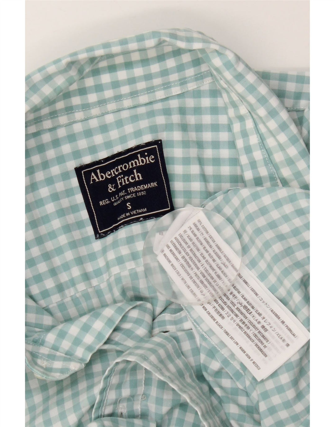 Camicia da uomo Abercrombie & Fitch piccola in cotone a quadretti verdi