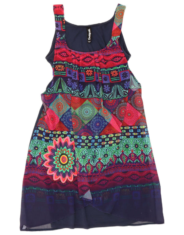 Desigual Abito basic senza maniche da donna con motivo astratto EU 34 XS Blu navy