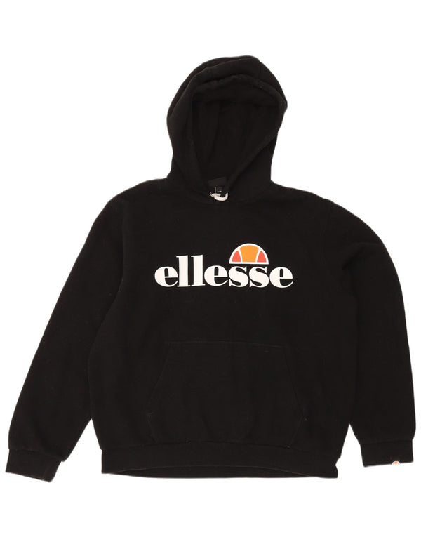 Felpa con cappuccio oversize grafica da donna Ellesse UK 16 grande cotone nero