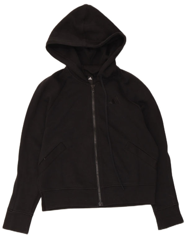 Maglione con cappuccio e zip da donna Adidas UK 12/14 Cotone nero medio