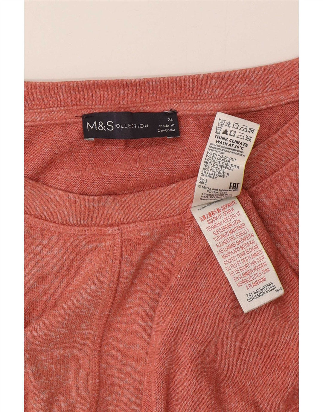 T-shirt oversize da donna Marks & Spencer UK 18 XL viscosa rossa