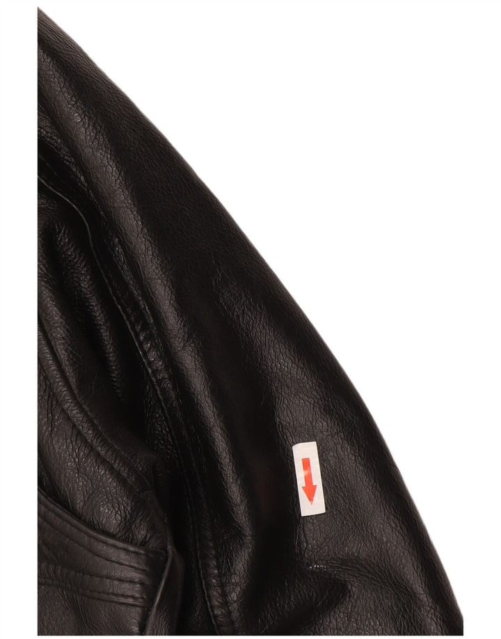 Giacca in pelle vintage da uomo UK 38 media nera